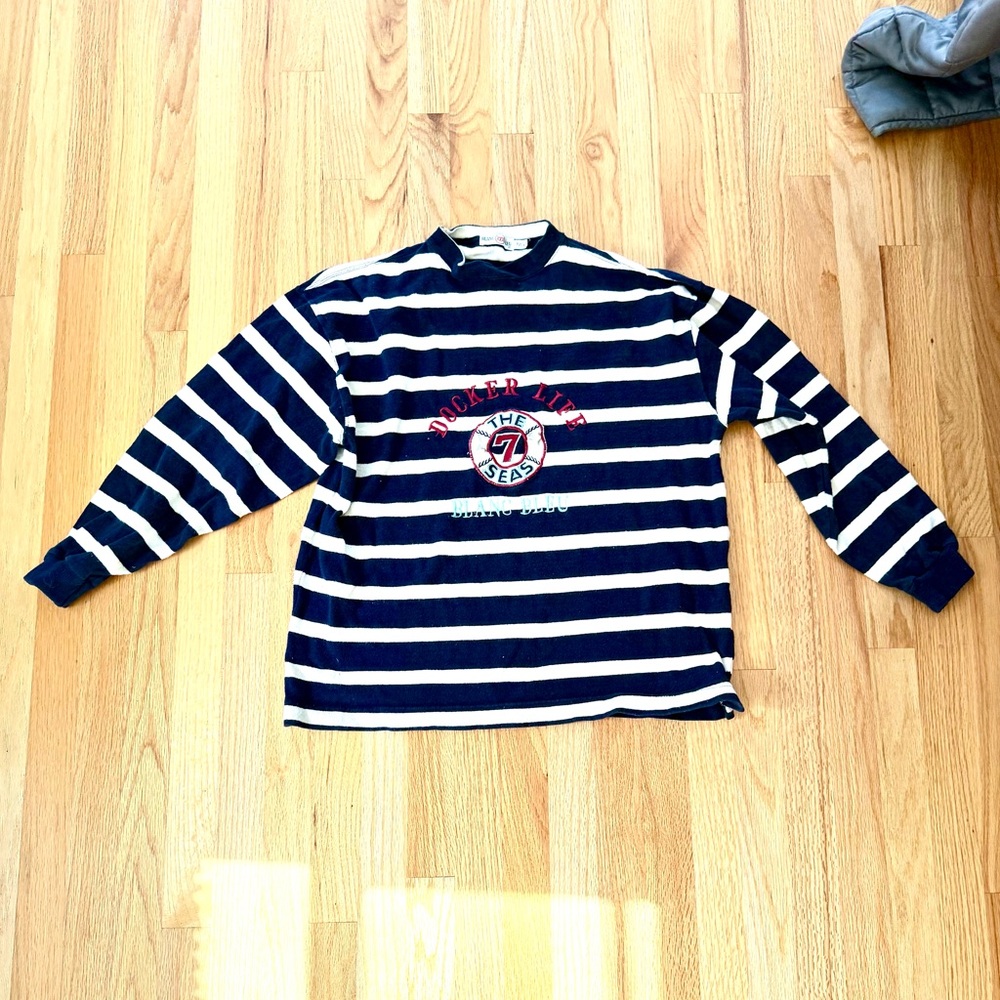 Blanc Bleu Striped Navy and White Sweater